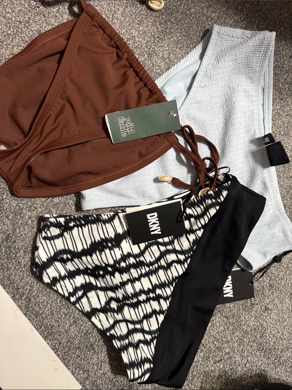 3 XSmall Bikini Bottoms - 2 DKNY and 1 Wild Fable All NWT